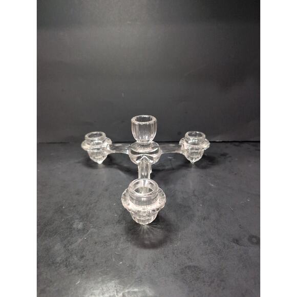 Cambridge Candle Holder‎ 3 Arm Depression Glass, Centerpiece, Art Deco Lighting - Picture 1 of 10